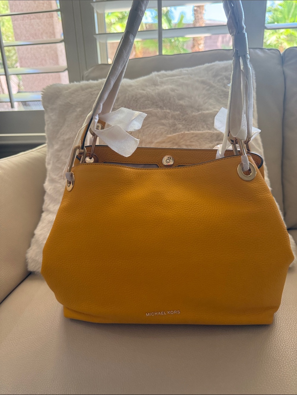 Michael Kors Mustard Yellow Leather Shoulder Bag